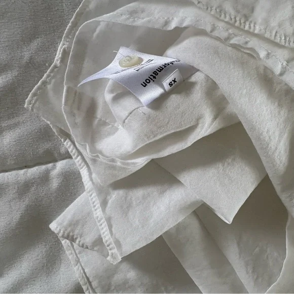 Reformation Ivory Ruffled Blouse